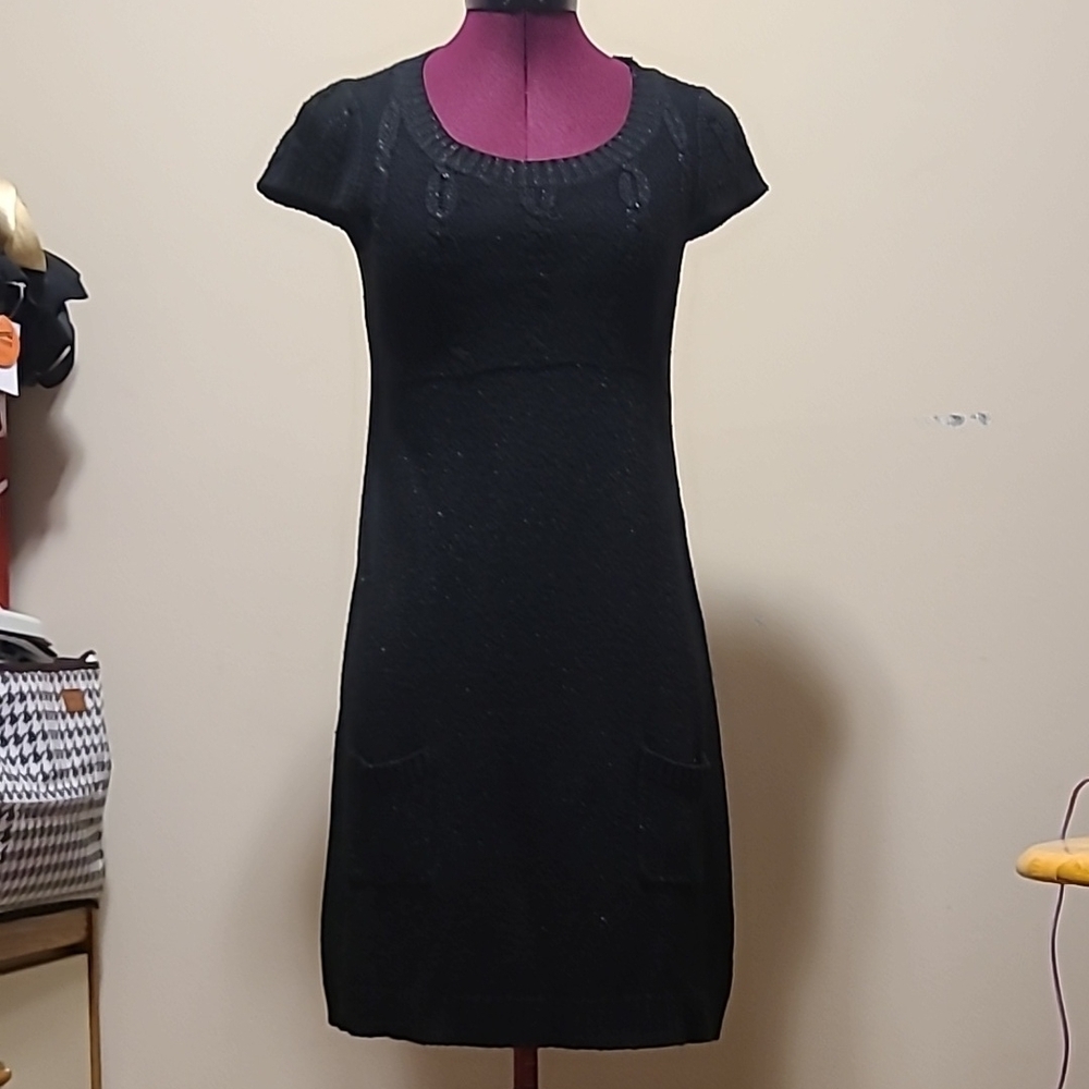 Glittery Black Sweater Dress